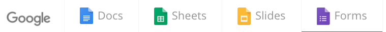 google documents icon
google sheets icon
google slides icon
google forms icon
