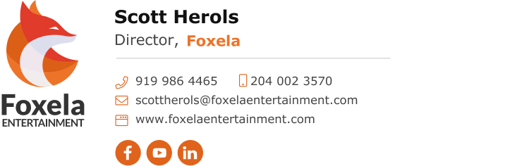 Director email signature block with social media icons
