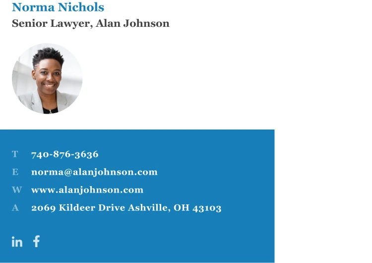 Managing director lawyer email signature block