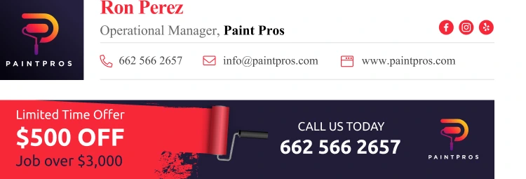 Personal gmail email signature template with sales banner