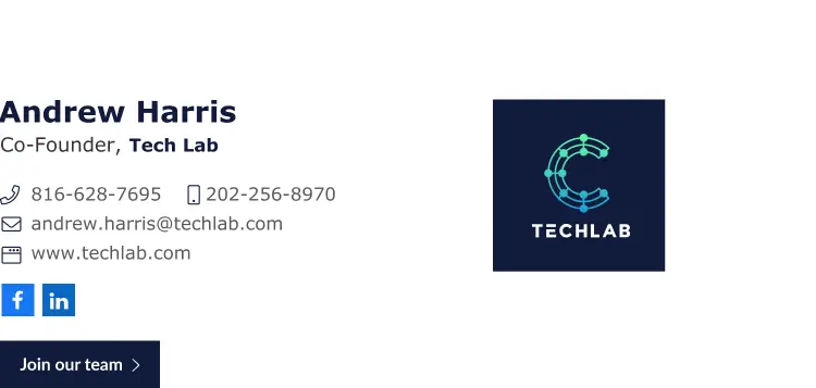 professional gmail signature template for business with recruiting CTA and GIF sign off