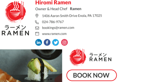 cool email signature design with GIF and CTA