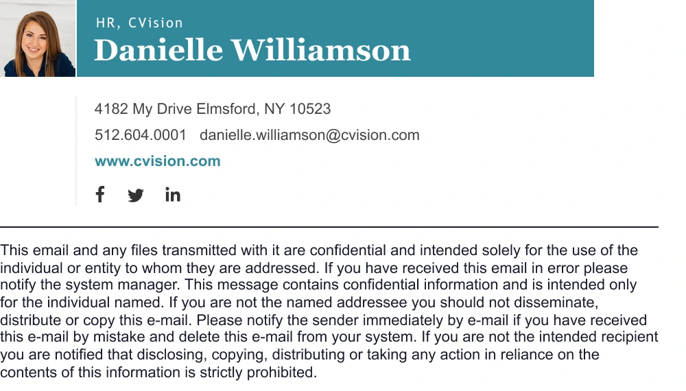 detailed email signature confidentiality disclaimer template