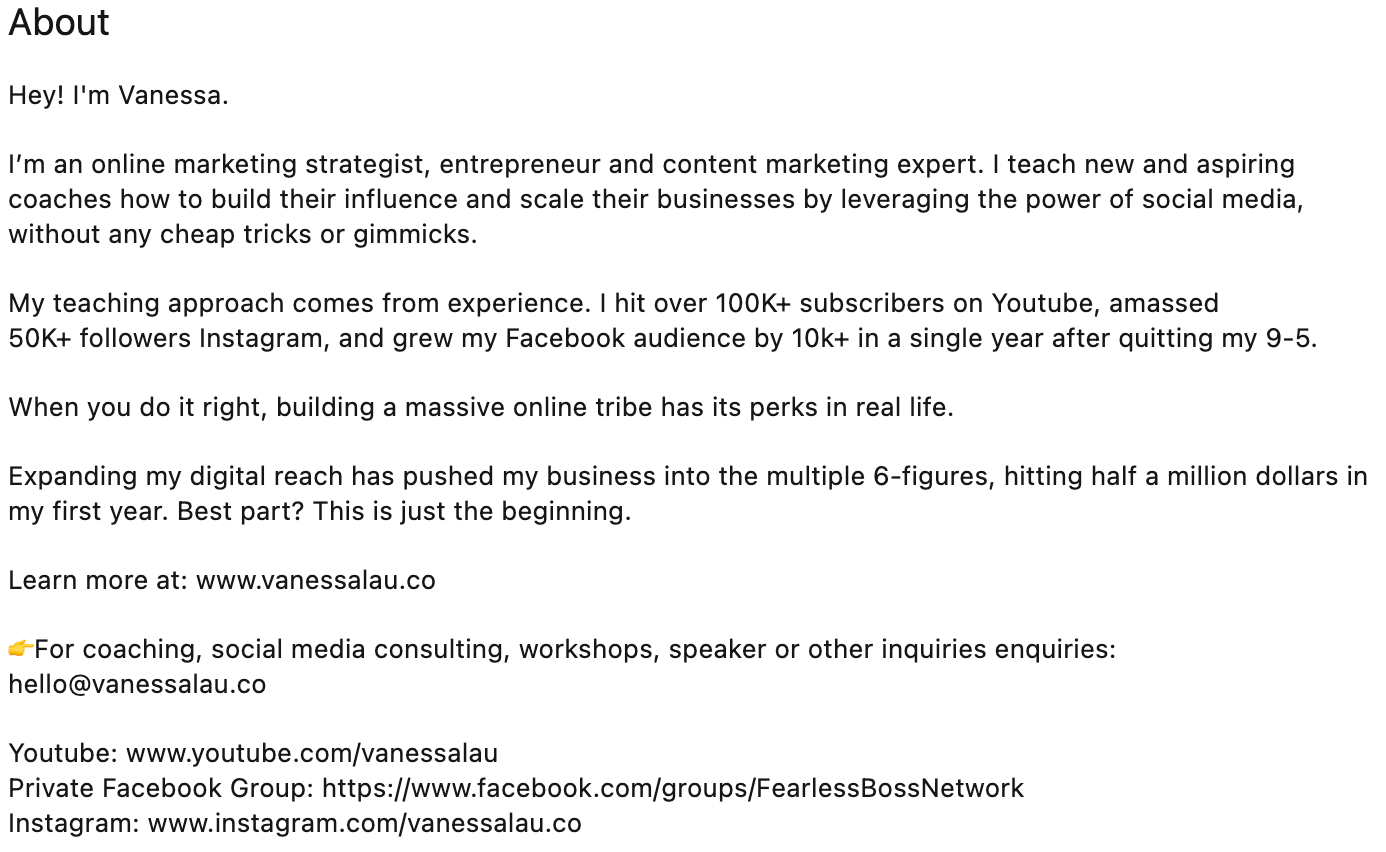 personal branding social media about page-min