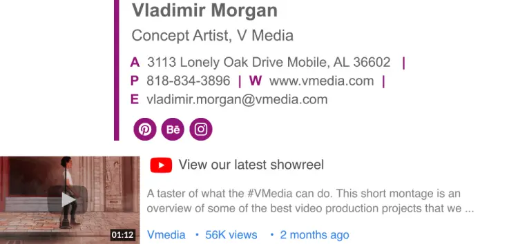 Interactive email signature gif company logo