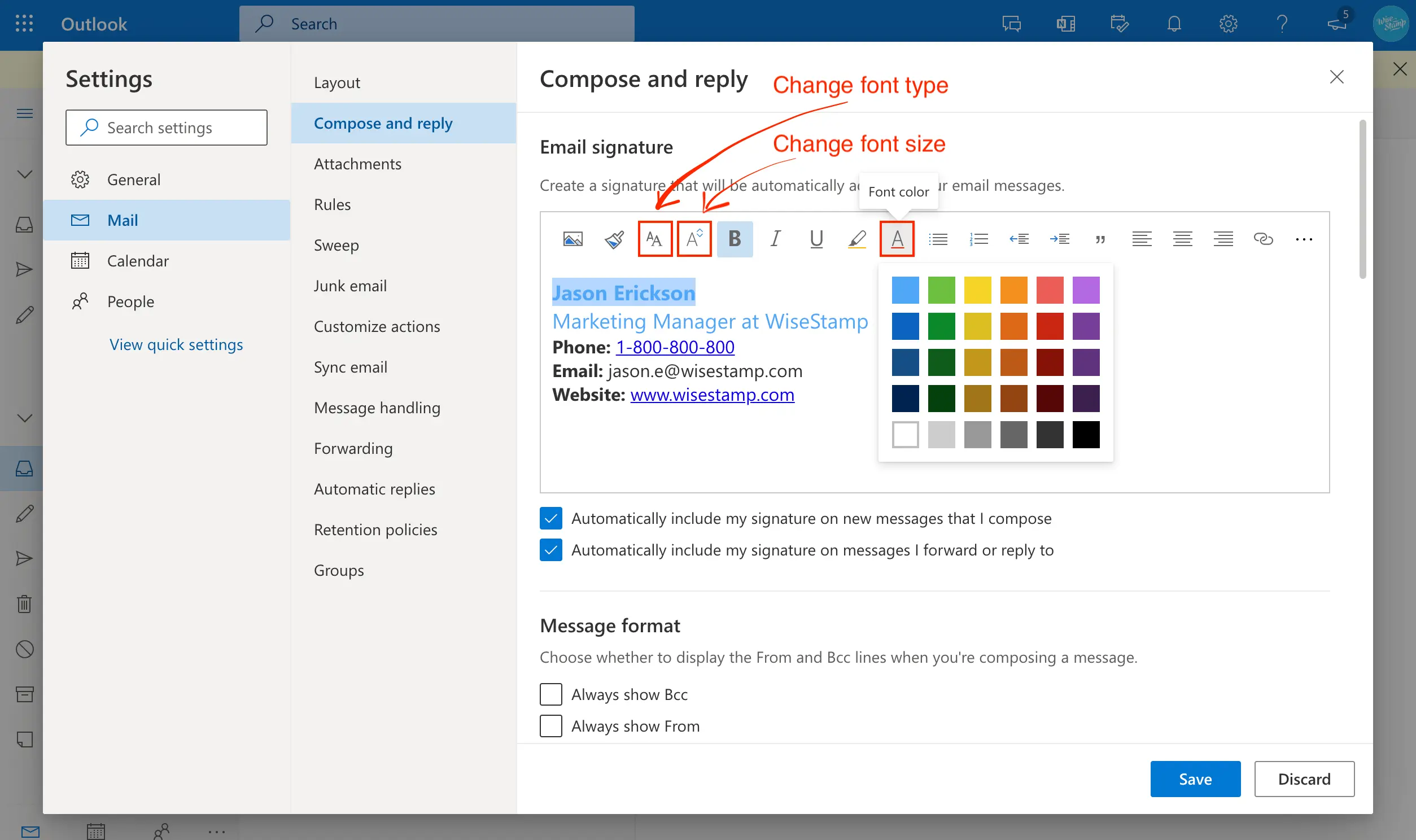 edit or change outlook 365 signature