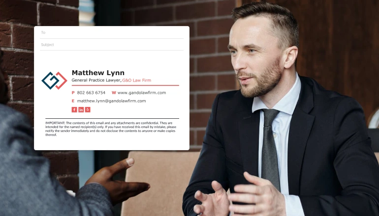 professional email signature with legal disclaimer