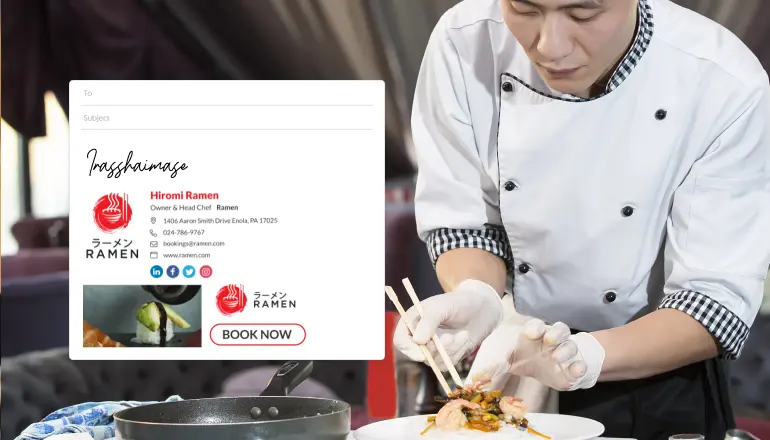 email signature with animated banner