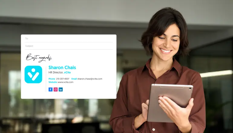 email signature with animated logo