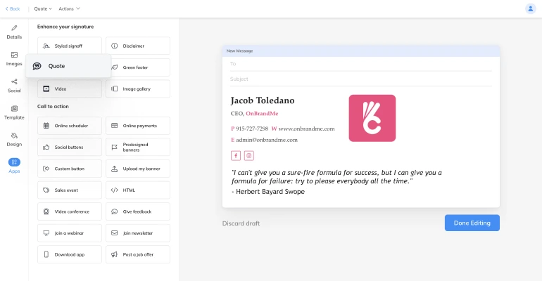 email signature quote maker - wisestamp