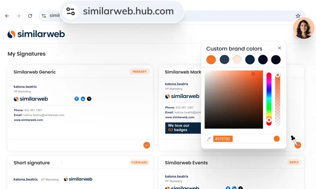 WiseStamp employee hub example for Similarweb